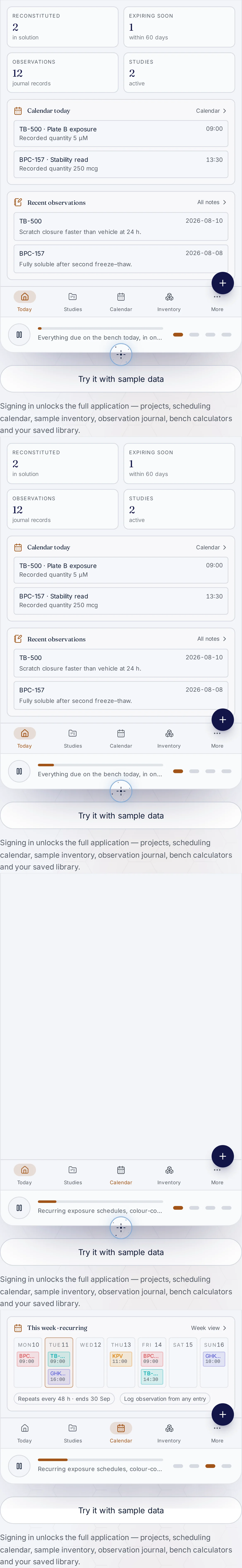 Pure Helix research workspace dashboard on a phone
