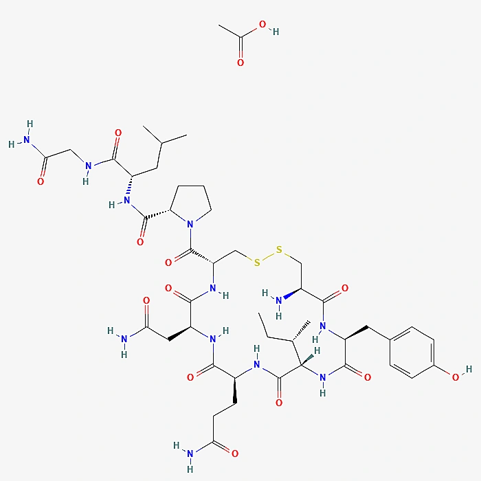 Two-dimensional chemical structure of Oxytocin Acetate